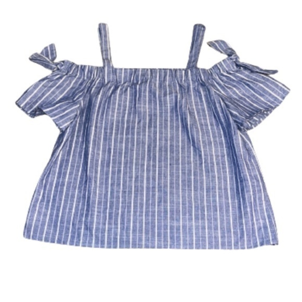 Love Tree blue chambray off the shoulder top size M